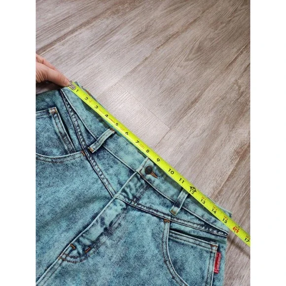 Studbaker Blue Acid Wash Denim Jean Mini Skirt Pockets Sz 15/16 EUC Classic - Picture 5 of 9
